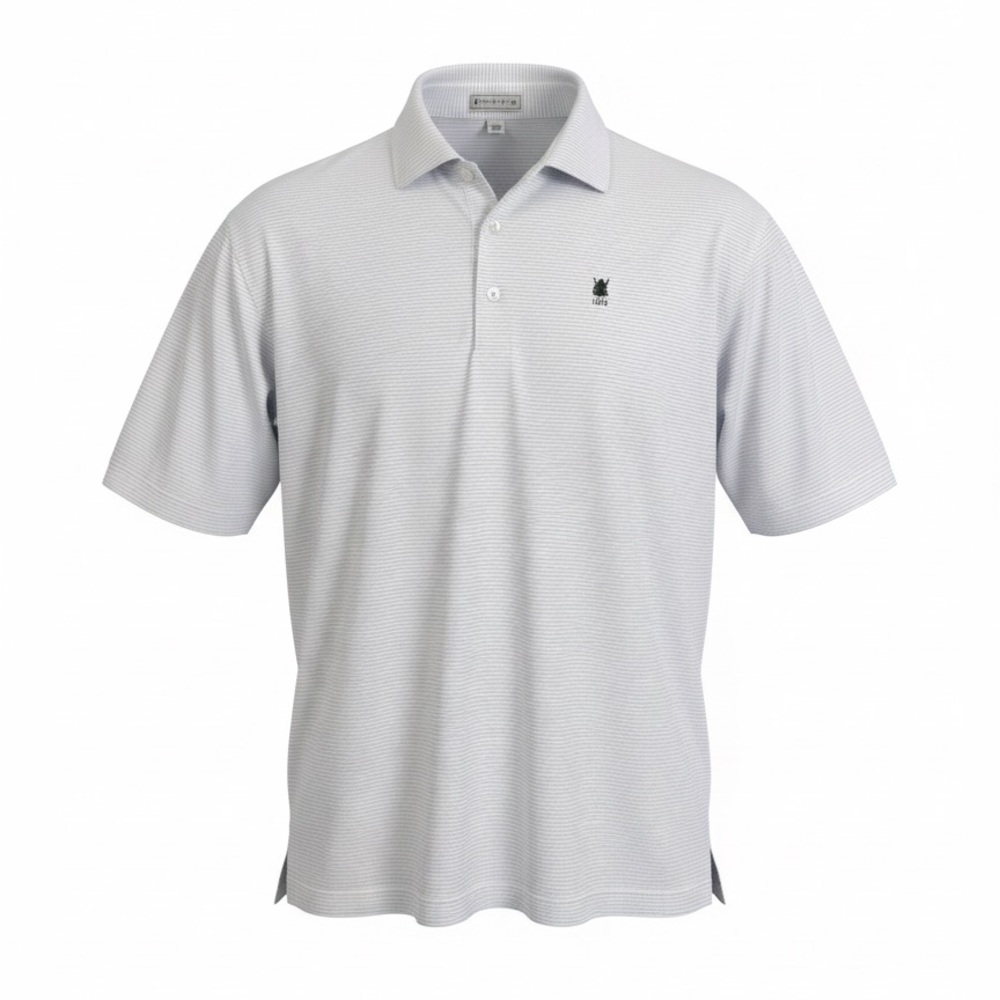 Peter Millar men’s White Polo Shirt with blue stripes size L